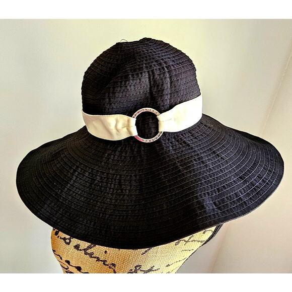 Lauren by Ralph Lauren Accessories - Lauren Ralph Lauren Wide Brim Floppy Sun Hat, Black/White, Sz M NWOT, NEW